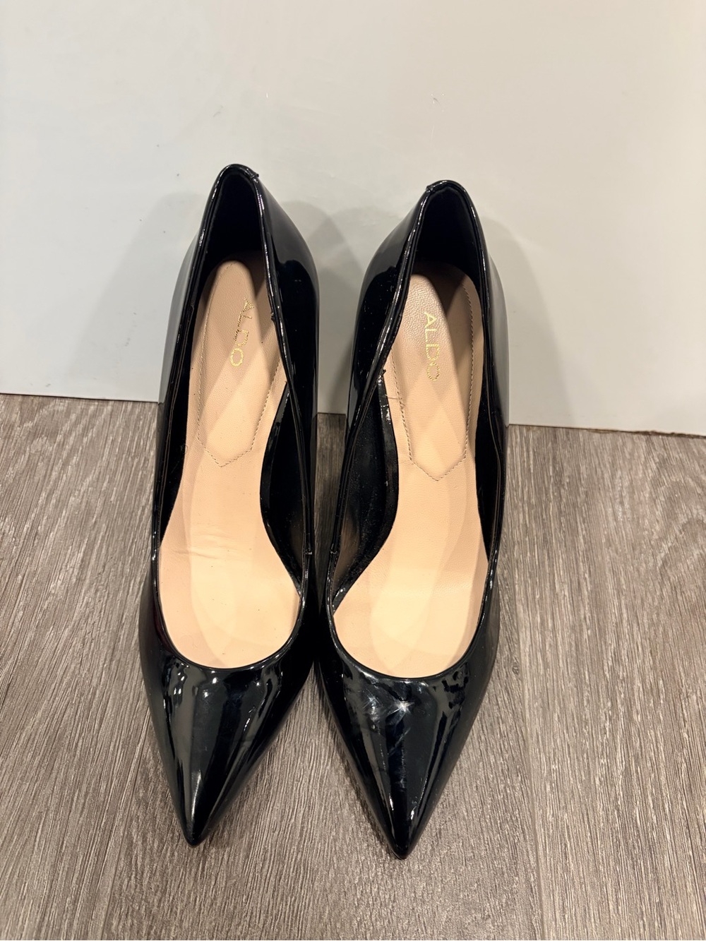 Aldo Black Patent Pointed Pumps